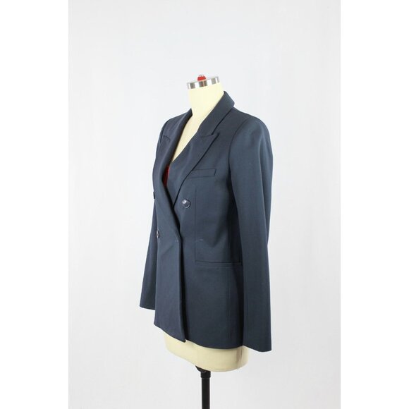 Aritzia TALULA Navy Blue Wool Twill Double Breasted Peak Lapel Blazer, Size 2 - Picture 4 of 15